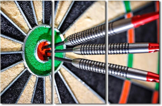 Canvas Wall Art Darts Hit the Bull's Eye Motivational Wall Art for Living Room Office Pictures Rustic Decoration for Bedroom Modern Home Decor Bathroom Decorations Framed Ready to Hang, 40"Wx60"H