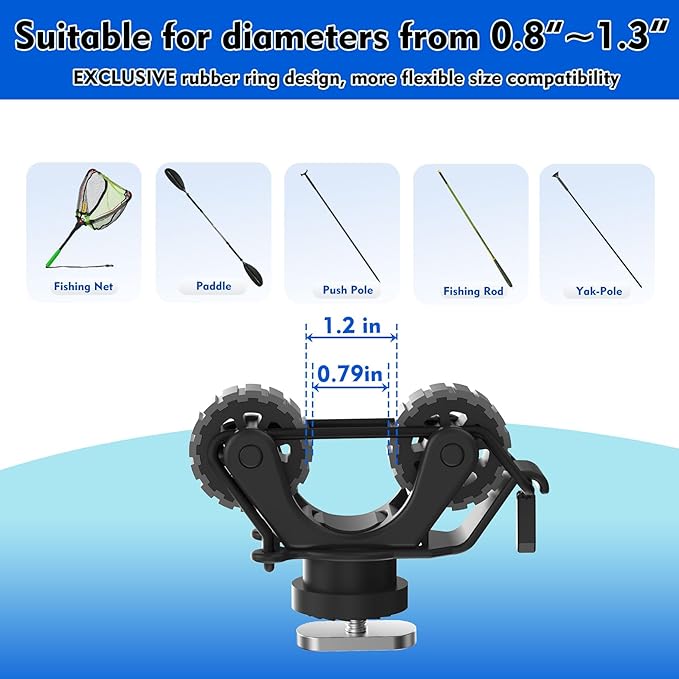 1005 2 PCS Kayak Paddle Holder with Rubber Ring Rollers Fits Various Shaft Diameters for Holding Paddle, Rod, Net and More – Improved Compatibility for Fishing Kayaks