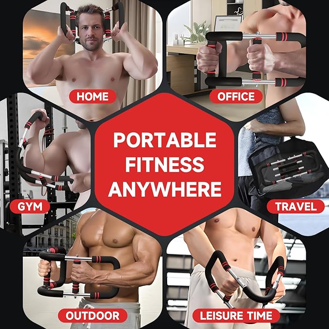 Twister Arm Trainer, Adjustable Chest Workout Equipment 40-130lb, Arm Trainer with 4 Spring, Chest Exerciser for Men, Detachable Power Bar Fitness Machine for Chest Clip Muscle