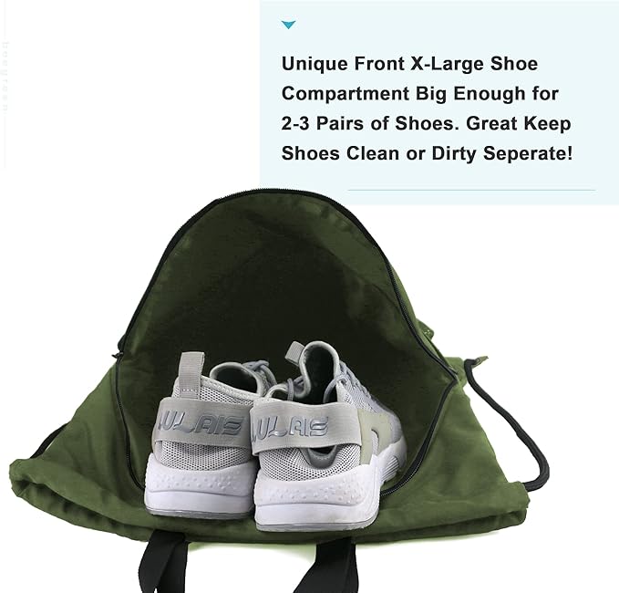 BeeGreen Drawstring Backpack Bag with Shoe Compartment, X-Large Black Gym Sports String Cinch Backpack