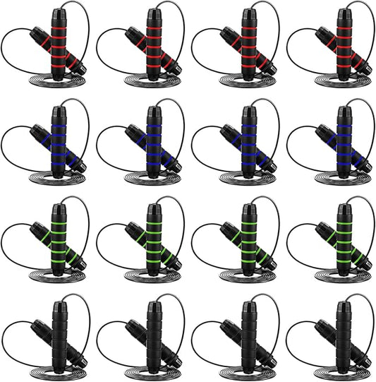 16 Pieces Jump Ropes for Fitness with Ball Bearings Speed Jumping Rope Adjustable Skipping Rope with Foam Handles Exercise Jump Rope for Men Women Cardio Training