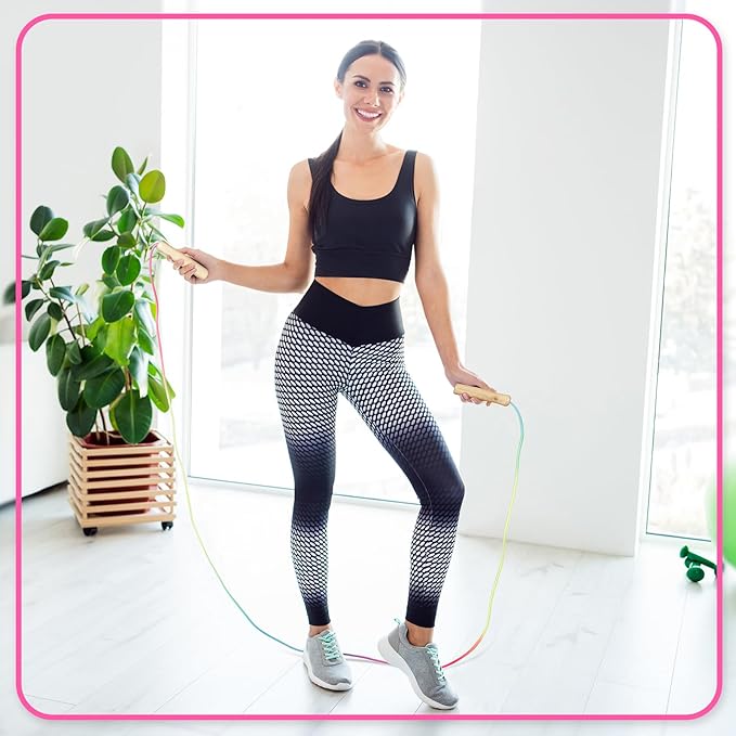 24 Pcs Jump Ropes Bulk 8.53 ft Rainbow Cotton Skipping Ropes with Wooden Handle for Exercise Physical Christian Charity Donation Operation Christmas Supplies