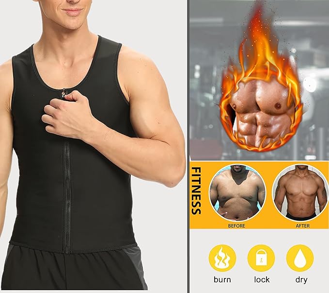 Sauna Sweat Suits Shirt Vest Waist Trainer for Men Compression Workout Shapewear Excersize Gym Clothes Working Out