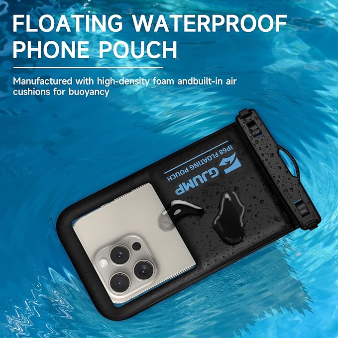 2 Pack Floating Waterproof Phone Pouch, Up to 8.3" IP68 Cellphone Dry Bag Compatible for iPhone 16 15 14 13 Pro Max Samsung Galaxy, Essential for Beach Cruise Ship (Blue*2)