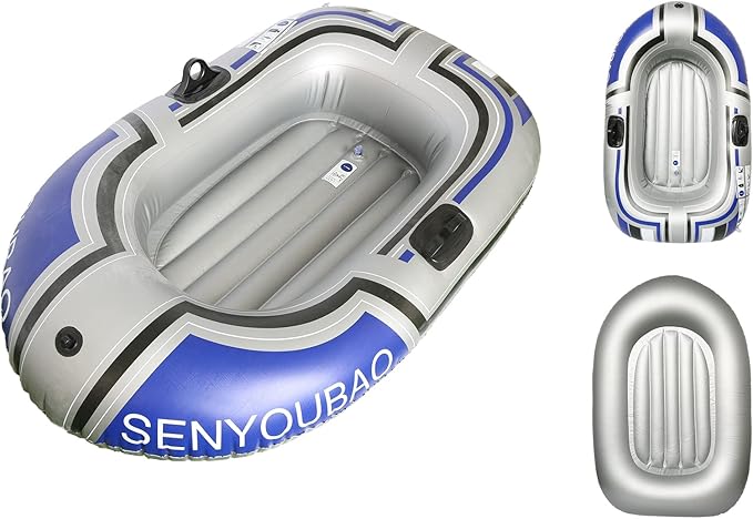ptlsy Inflatable Boat, Swimming Pool Lake Float Raft for Adults, Portable Fishing Boat Raft for Lake with Oars Hand Pump