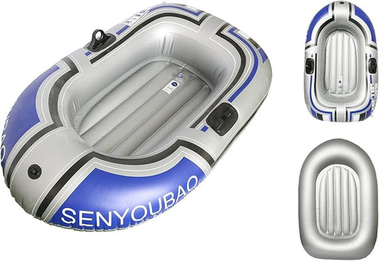 ptlsy Inflatable Boat, Swimming Pool Lake Float Raft for Adults, Portable Fishing Boat Raft for Lake with Oars Hand Pump