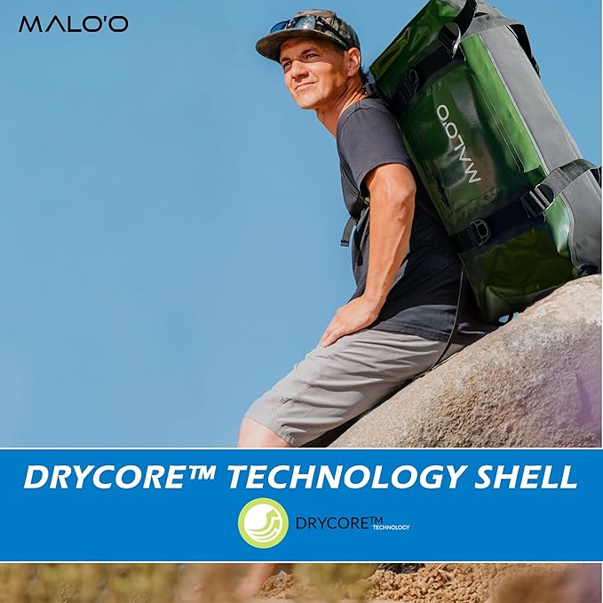 Malo'o Airtight Waterproof Adventure Duffle - Ideal for Kayaking, Camping, Beach, Fishing, Boating, Hiking - Water-Tight Zipper
