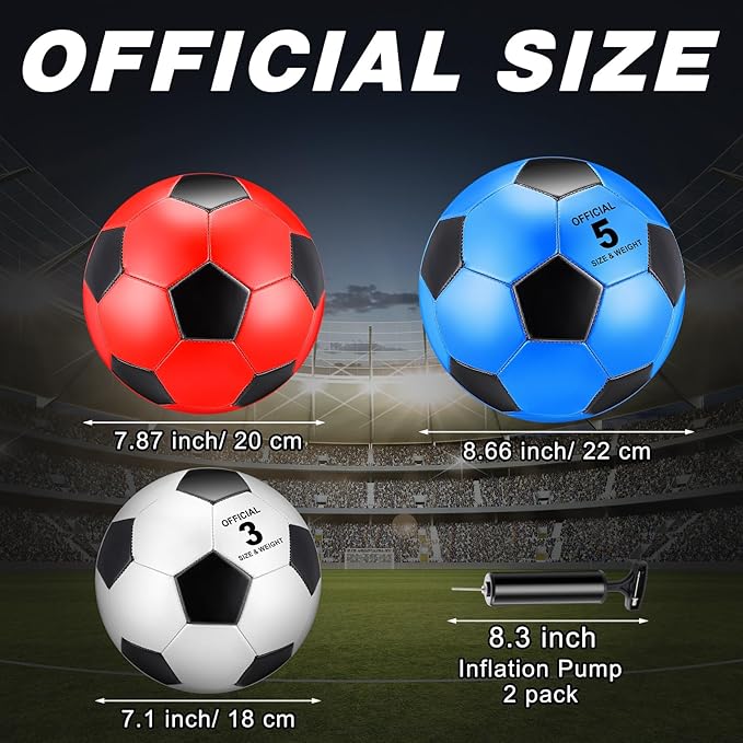Deekin 12 Pcs Soccer Balls Bulk with Pump Deflated Sizes 3, 4, 5, Official Size Sport Soccer Ball Training Ball for Kids Youth Adult Game Match School Training Accessories Party Gift
