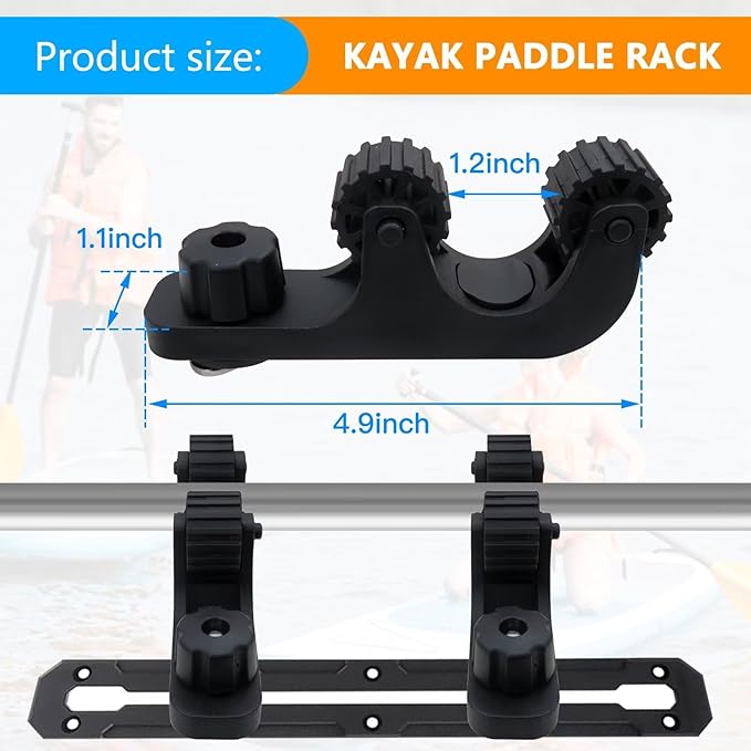 New 2-pack Black Extend Kayak Paddle Holder Kayak Track Mount Accessories for Holding Standard Paddle, Kayak Oar Holder Kayak Rail Accessories for Fishing Kayak
