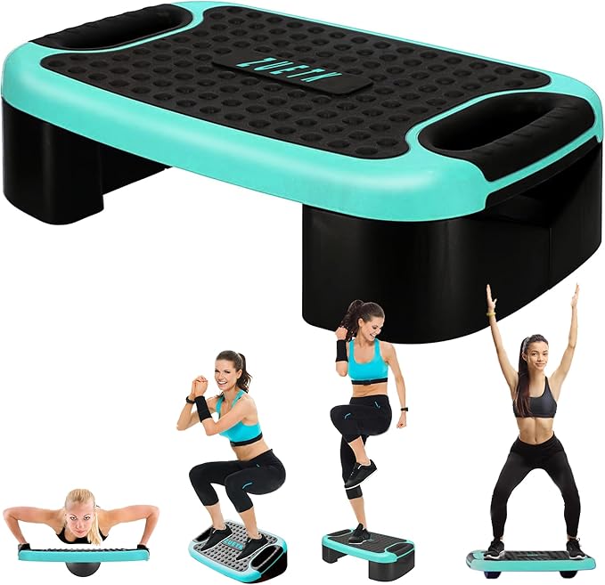 4-In-1 Aerobic Balance Board and Step Up Exercise Platform - Adjustable Multifunctional Balance Board Slant Board, Steppers for Exercise - Home Workout Non Slip Stepper Platform