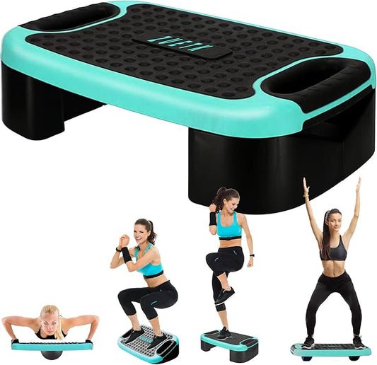 4-In-1 Aerobic Balance Board and Step Up Exercise Platform - Adjustable Multifunctional Balance Board Slant Board, Steppers for Exercise - Home Workout Non Slip Stepper Platform