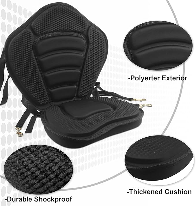 HLOGREE Kayak Seats - 1/2 Pck, Thicken Padded Seat Cushion with Back Support, Canoe & Ocean Sup Compatible