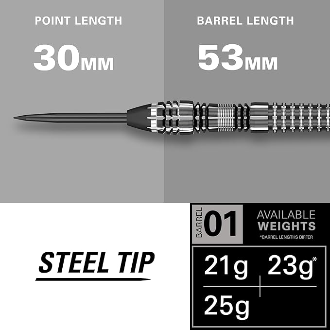 TARGET Darts Phil Taylor Power 8-Zero 4 Black Steel Tip Darts, 80% Tungsten Dart Set, P8Z4, 21G/23G/25G | Player Edition Darts with Swiss Point Tips or Fixed Points | Black Darts Case Included