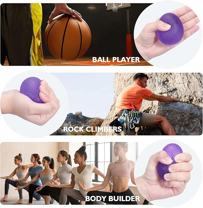 Peradix Hand Grip Strength Trainer, Stress Relief Ball, Wrist Rehab Therapy Hand Grip Equipment Ball Squishy Tools - Set of 3 Finger Resistance Exercise Squeezer