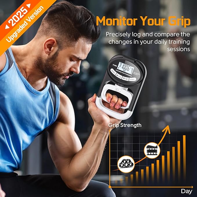 Grip Strength Tester Trainer Dynamometer - Hand Grip Dynamometer with Hand gripper Strengthener Forearm Strengthener Wrist Exerciser for Sports