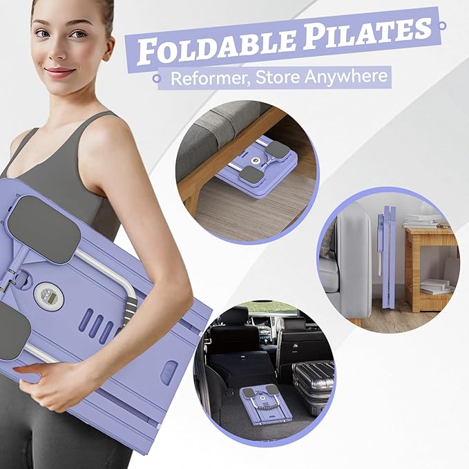 6 in 1 Pilates Board, Foldable Pilates Reformer Set, Multifunctional Pilates Reformer Board for Home, Full-Body Workouts (Women & Men)