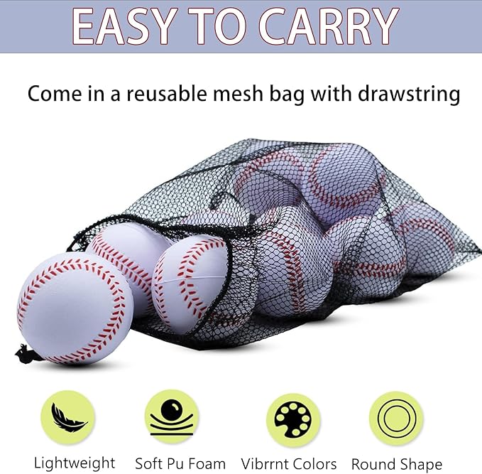 Magicorange Baseball, Foam Baseballs 20 Pack Practice Training Baseballs Unmarked Baseball Soft Toss, Batting, Fielding, Hitting, Pitching