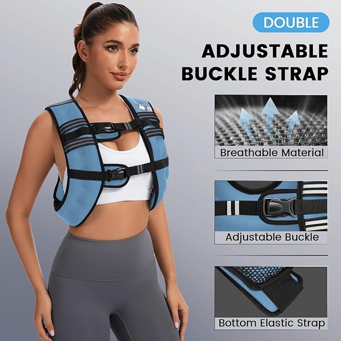 Weighted Vest Woman, 6 LB Womens Weight Vest for Walking, Strength Training Weight Vests for Men, Reflective Stripe Fitness Vest for Workout Running Jogging