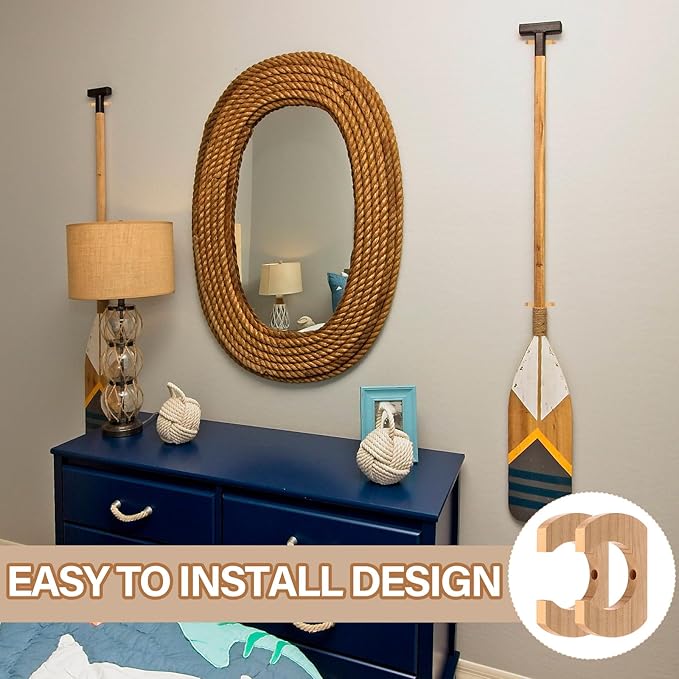 Kayak Paddle Holder, Kayak Oar Holder to Keeper Hanging Oar for Wall Decor, Paddle Storage Rack, Wooden Board Accessories for Sup Canoe Dragon Boat Paddles