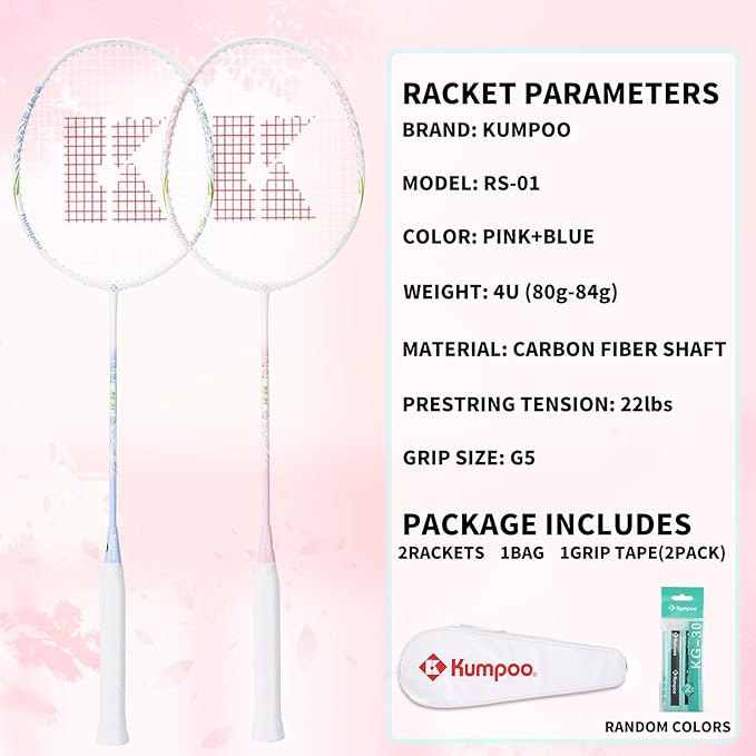 Badminton Racket Carbon Fiber, Badminton Racquet Set with Cover, Badminton Professional Racket Durable for Beginners Outdoor Games Gym