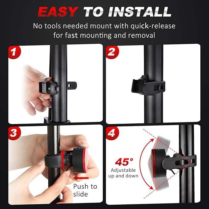 Ascher USB Rechargeable LED Bike Tail Lights 2 Pack, Bright Bicycle Cycling Rear Light, 4 Light Mode Options Safety Bike Light for Adults Kids Men Women Road Mountain(2 USB Cables Included)