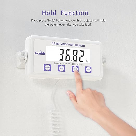 Medical Scale, 440LBS Heavy Duty Scale for Body Weigh, Wrestling, Hospitale, Multifunction Button, LCD Display, with Manual and Adapter