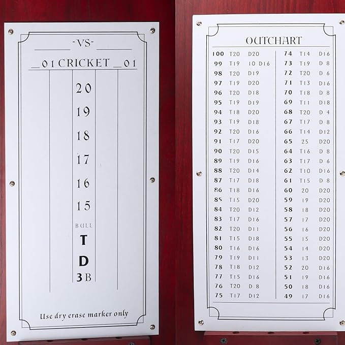 GSE Games & Sports Expert Professional Solid Wood Classic Dartboard Cabinet with Sisal/Bristle Dartboard, Scoreboard, and 6 Steel Tip Darts, Easy Assembly Complete with All Accessories (Deluxe Cherry)