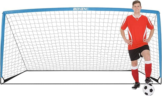 BOHEN 11x5.5 FT/9x5 FT/6x4 FT Portable Metal Soccer Goal for Backyard with Carry Bag - Fun for Outdoor Indoor Training Games for Kids and Adult, Easy Storage and Transportation