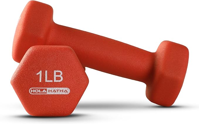 HolaHatha 2, 3, 5, 8, and 10 Pound Neoprene Dumbbell Free Hand Weight Set with Rack, Ideal for Home Exercises to Gain Tone and Definition, Pastel