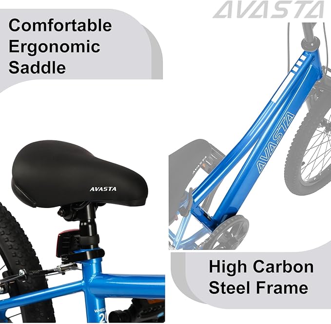AVASTA Govet 20'' Kids Mountain Bike for 6-12 Years Old Boys Girls with Suspension Fork, 6 Speeds Drivetrain, Multiple Colors