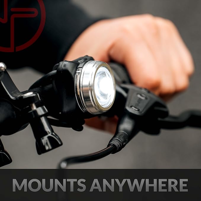 OPTIKS 210 Front & Rear LED Bike Light USB Rechargeable Compact Super Bright Optical Lens Bicycle Scooter Lights for Night Riding