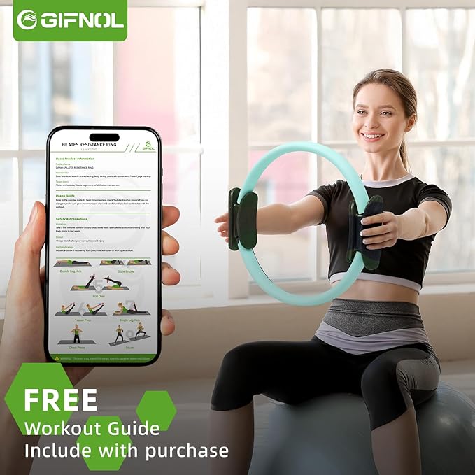 Pilates Ring and Ball Set with Resistance Bands - Pilates Equipment for Home Workout - 14'' & 12'' Pilates Rings, 2 Pilates Balls, 5 Resistance Bands for Toning Arms, Thighs/Legs & Core