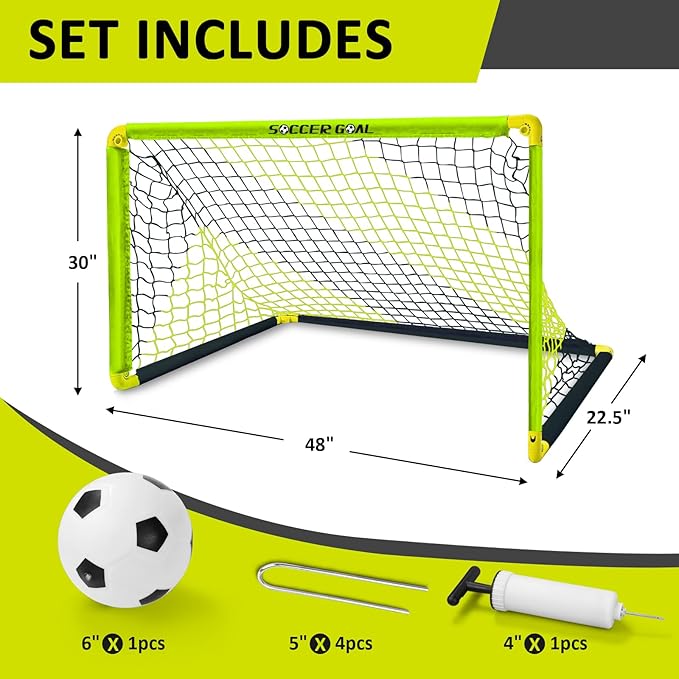 Eastgoing Portable Soccer Goal Set- Backyard Indoor Outdoor Mini Soccer Net with Net, Ball, and Pump.Youth Soccer Goal Sets for Kids