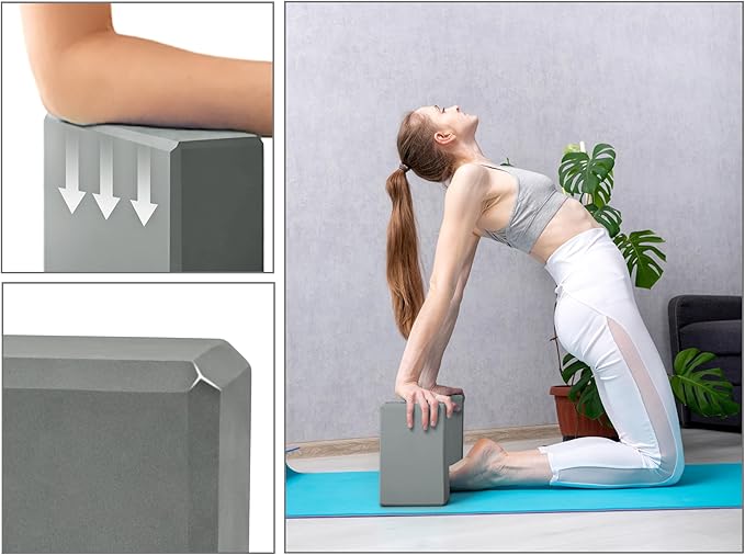 EXERZ Yoga Blocks 2 pack, Gym Blocks, Exercise Workout Fitness Bricks, Pilates Stretch Handstand Non-Slip