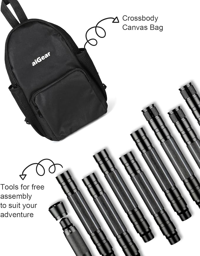 aiGear 5/6/7/8 Tube Adjustable Walking Hiking Stick, Upgraded Adjustable Hiking Staff with Outdoor Gear Trekking Poles for Outdoor Adventures