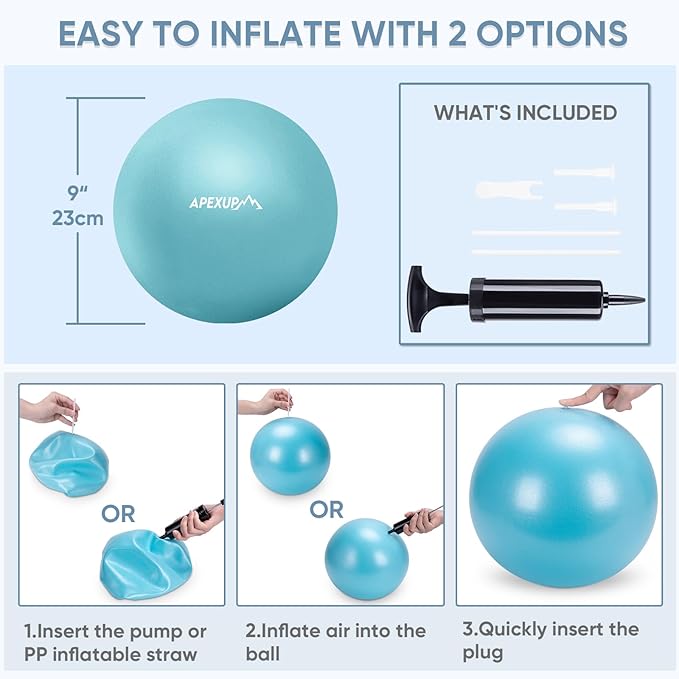 APEXUP Yoga & Pilates Ball - Anti Slip Heavy Duty Gym Ball for Fitness, Balance & Core Workout