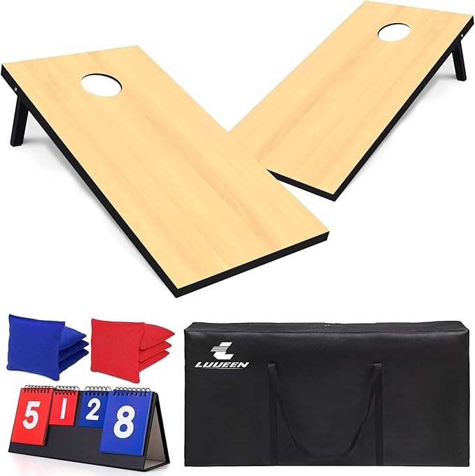 4x2 Ft Cornhole Boards Set, Premium Regulation Size Cornhole Boards with 8 All-Weather Bean Bags, Carrying Case and Scoreboard