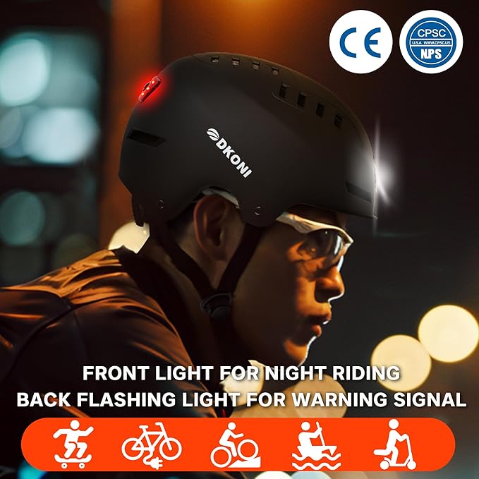 Bike Helmet with LED Lights Bicycle Helmets Commuter Cycling Helmet USB Rechargeable Front & Back LED Light Helmet for Adult Men Women