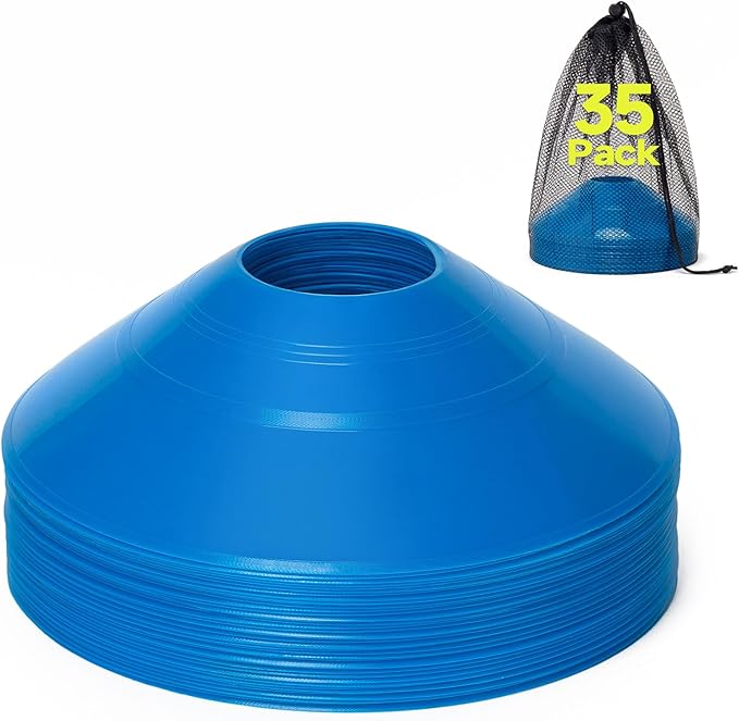 35/65 PCS Agility Soccer Cones for Training, Reusable Sports Cones for Drills with Mesh Bag, Training Cones for Soccer Practice, Football, Basketball - Disc Cones Training Equipment