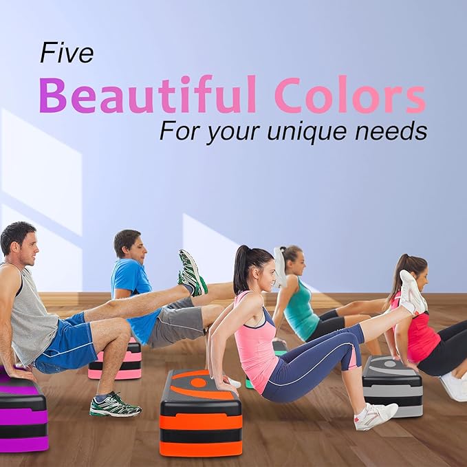 Exercise Workout Aerobic Step Platform Trainer, 31" Aerobic Stepper with 4"-6"-8" Adjustable Height Risers