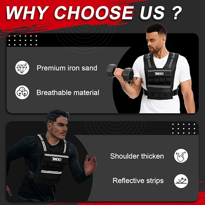 Adjustable Weighted Vest Men 19lbs/ 30lbs/ 40lbs Weights with Reflective Stripe, Weight Vest Woman Workout Vest for Strength Training,Running & Walking