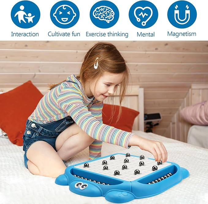 Upgraded Magnetic Chess Game Set,Magnet Board Games with 32 Magnetic Stones,Strategy Game,Family Game Party Game for Kids and Adults