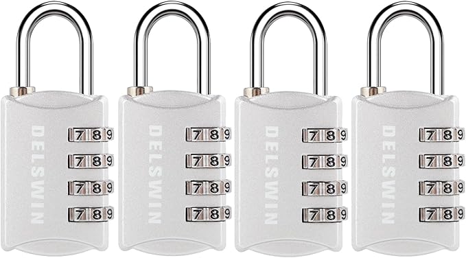 DELSWIN Small Combination Lock for Locker - 4Pack Resettable Luggage Locks for Backpack Suitcase - Gym Employee Locker Lock Combo Padlock