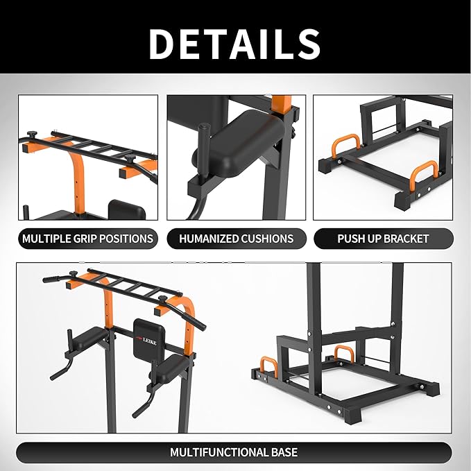 leikefitness Multifunction Power Tower Exercise Equipment,Pull Up Dip Station,Height Adjustable for Home Gym Strength Training Fitness Equipment,Dip Stands,Pull Up Bars,Push Up Bars,VKR