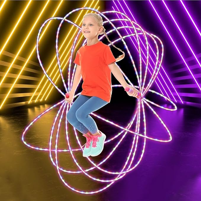 Led Jump Rope for Girls Kids -Glowing Jump Ropes Flashing Colorful Exercise Skipping rope Light Up Luminous Adjustable Skipping Ropes for Girls Boys Women Fitness Weight Loss