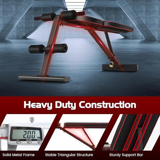 GYMAX Weight Bench, Adjustable Bench Press with 8 Back Positions & 3 Foot Positions, Padded Back & Seat Cushions, Incline/Decline/Flat Workout Bench for Weight Lifting Strength Training Home Gym