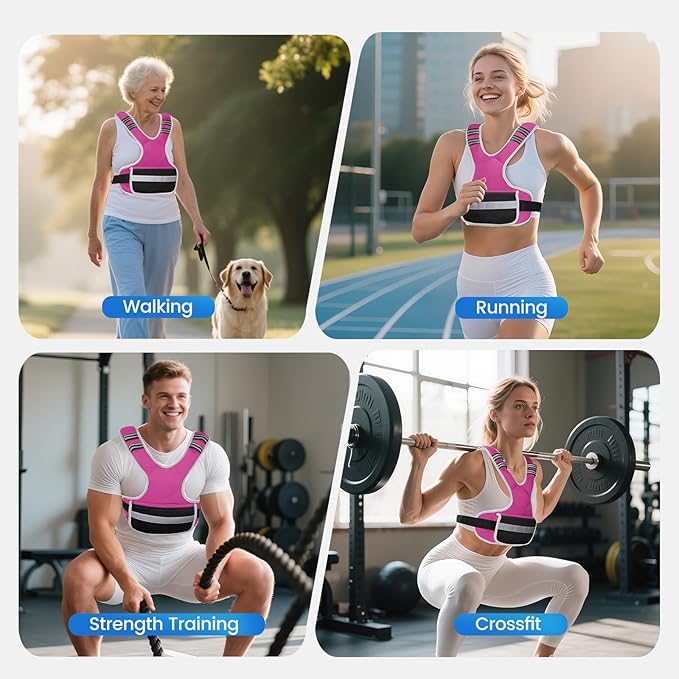 Adjustable Weighted Vest Woman 4-10lb/12-18lb/20-32lb Weighted Vest Men with 6 Ironsand Weights, Shoulder Pads and Large Pocket for Walking Running Crossfit Strength Training