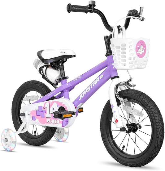 JOYSTAR Pluto 12 14 16 18 20 Inch Kids Bike with Light Up Training Wheels, Kids' Bicycle for Boys Girls Age 3-12 Years, Children Bikes, Multiple Colors