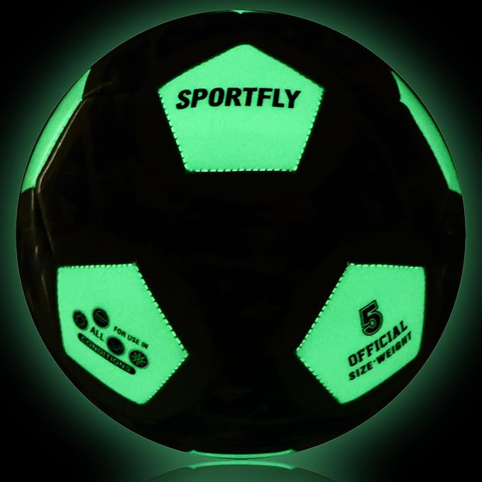 Soccer Ball Glow in The Dark Soccer Ball Size 5, Luminous Soccer Ball Gift Night Ball for Indoor Outdoor Play, Fluorescent Night Training Soccer Ball with Pump Kit
