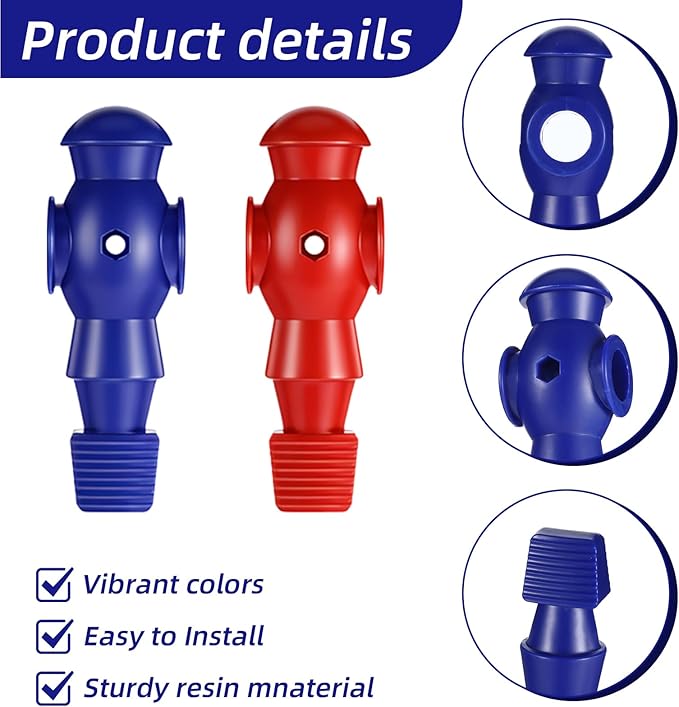 26 Pcs Foosball Men, Resin Foosball Replacement Parts, Table Soccer Player Set for Tournament Foosball, 13 Red and 13 Blue